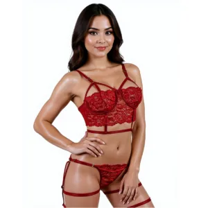 Conjunto Lenceria con Portaligas y Arnes (art 2017) Talle 85 al 120