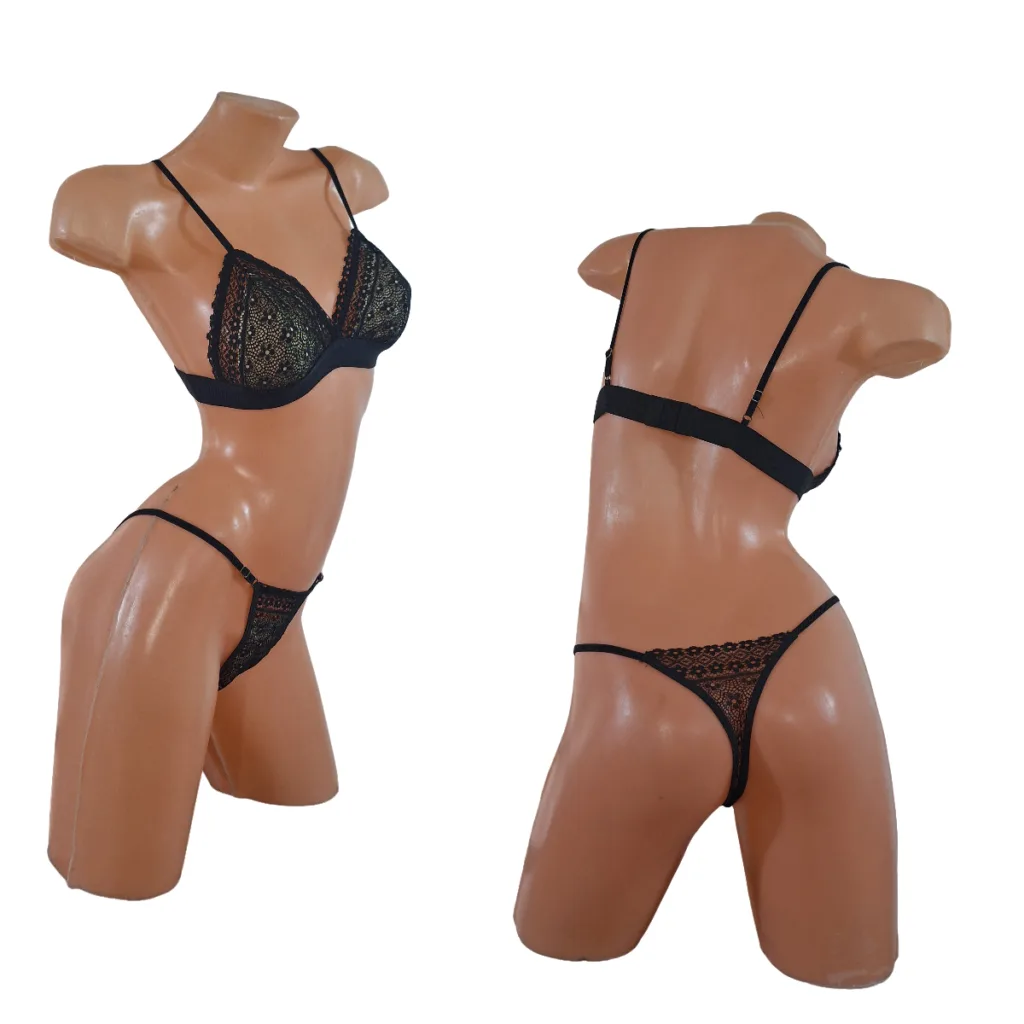 Conjunto "Luana" Puntilla y Encaje Corpiño Sin Aro (art 5103) Talle 85 al 100