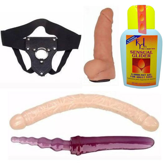 Combo Sexual Lesbico Arnes + Consoladores + Gel